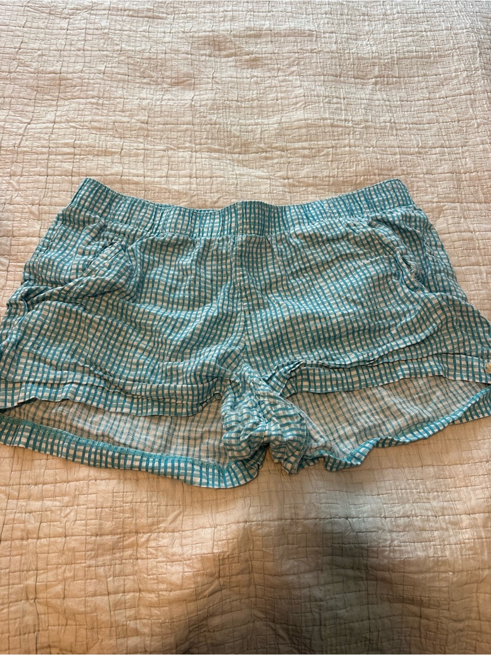 Light Blue Checked Women’s Shorts